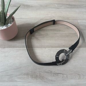Chico’s women’s black rhinestone, leather belt size M/L